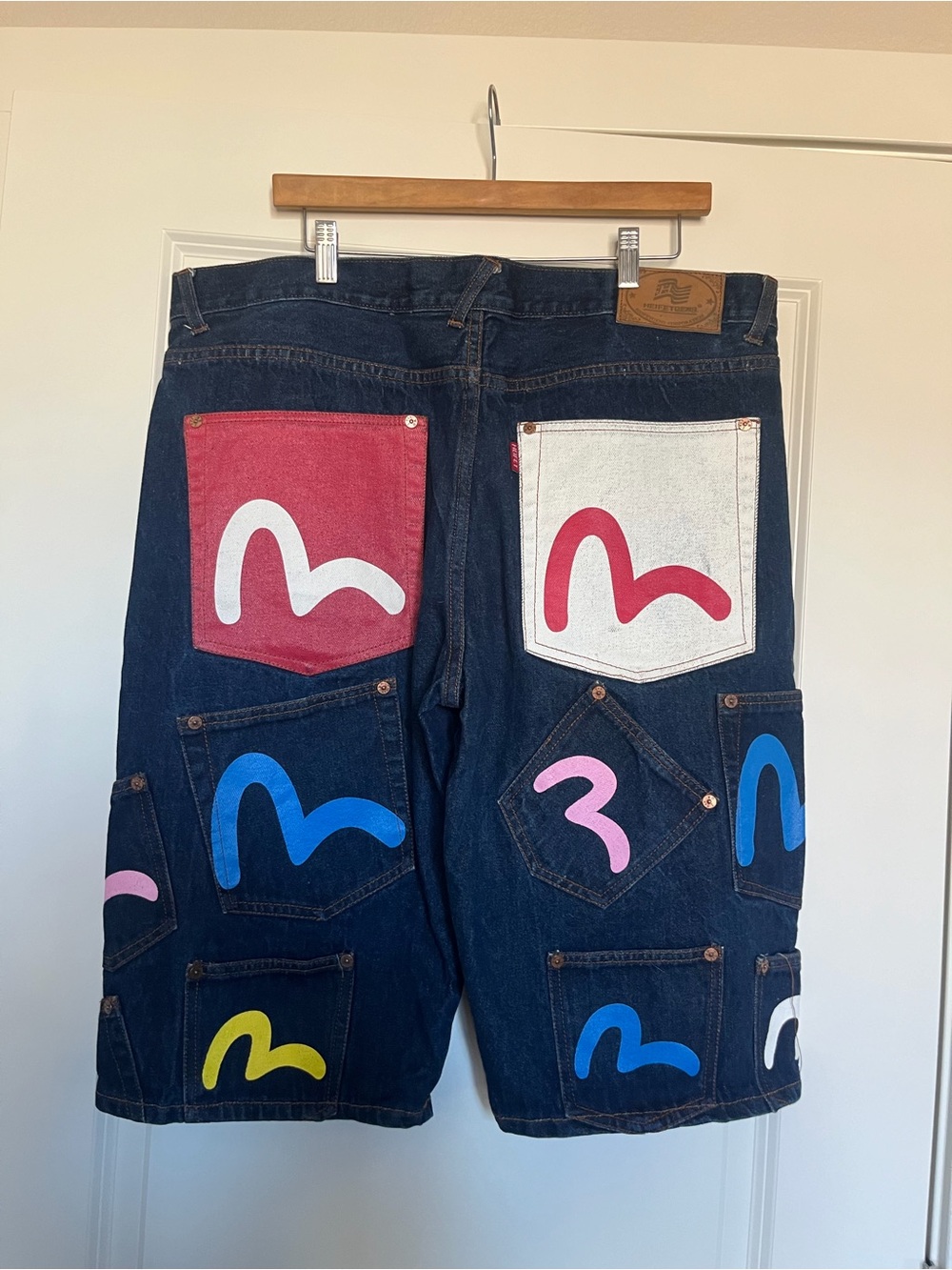 Evisu vintage Y2K super rare jean shorts with Heifetoens red label